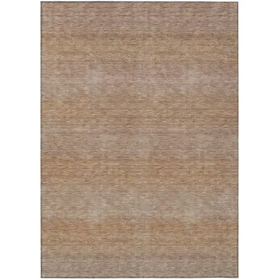 Beige And Brown Striped Washable Indoor Outdoor Area Rug Photo 1