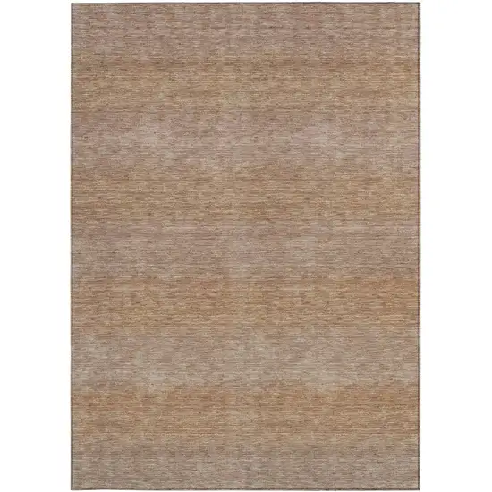 Beige And Brown Striped Washable Indoor Outdoor Area Rug Photo 5