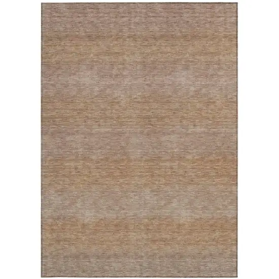 Beige And Brown Striped Washable Indoor Outdoor Area Rug Photo 5
