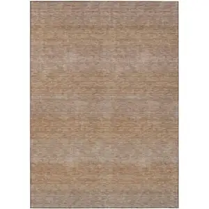 Photo of Beige And Brown Striped Washable Indoor Outdoor Area Rug