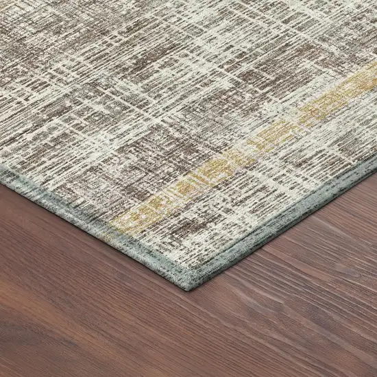 Beige And Brown Striped Washable Indoor Outdoor Area Rug Photo 5