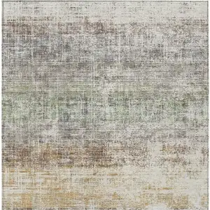 Photo of Beige And Brown Striped Washable Indoor Outdoor Area Rug