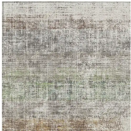 Beige And Brown Striped Washable Indoor Outdoor Area Rug Photo 2