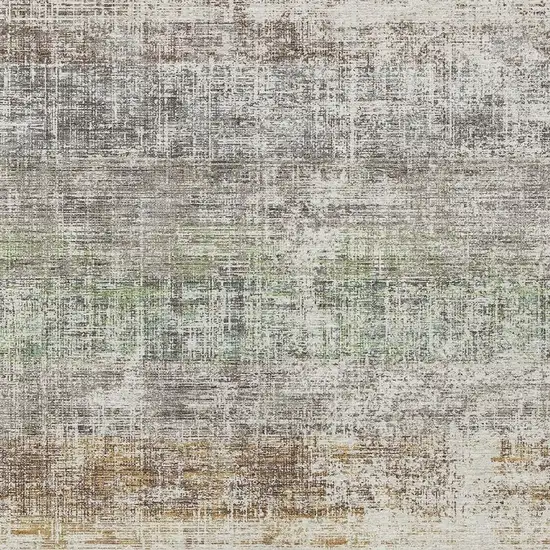 Beige And Brown Striped Washable Indoor Outdoor Area Rug Photo 2