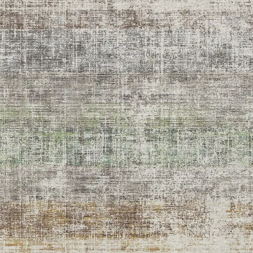 Beige And Brown Striped Washable Indoor Outdoor Area Rug Photo 2