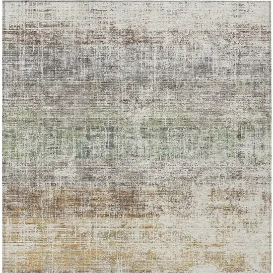 Beige And Brown Striped Washable Indoor Outdoor Area Rug Photo 3