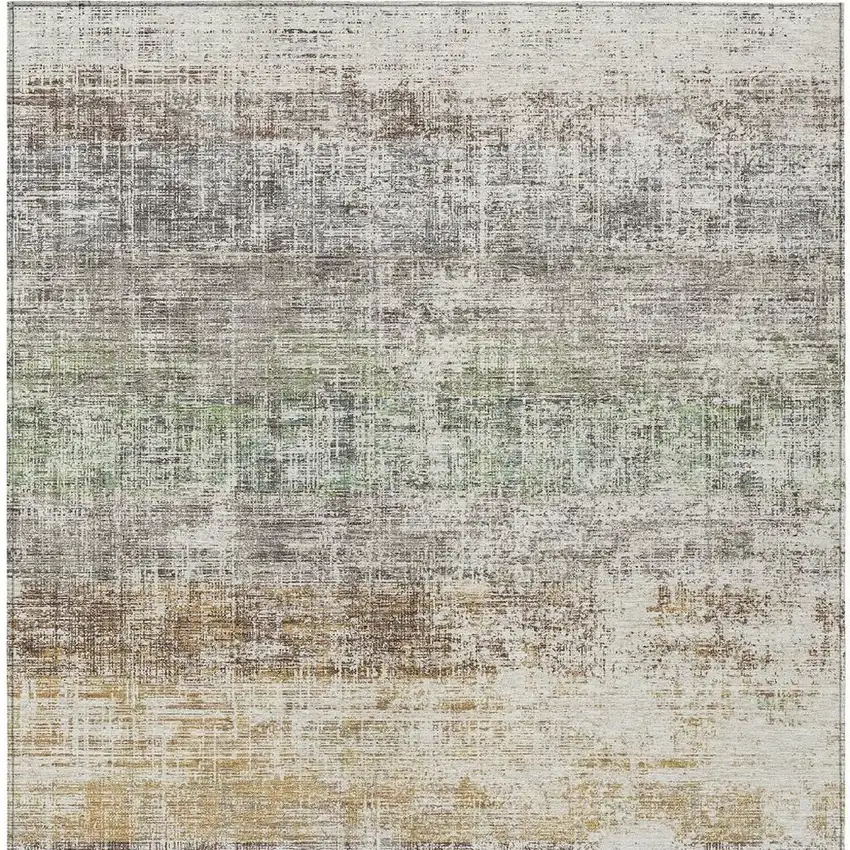 Beige And Brown Striped Washable Indoor Outdoor Area Rug Photo 3