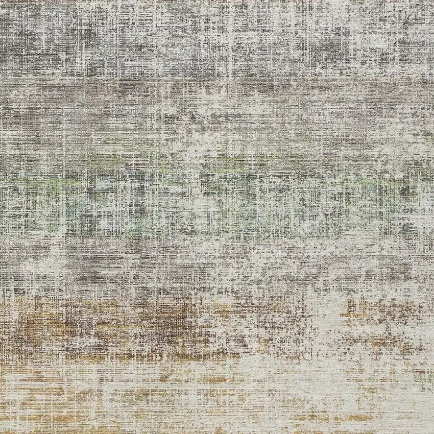 Beige And Brown Striped Washable Indoor Outdoor Area Rug Photo 2