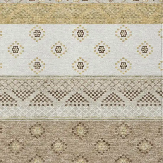 Beige And Brown Striped Washable Indoor Outdoor Area Rug Photo 3