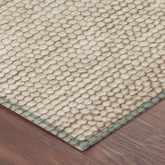 Beige And Brown Striped Washable Indoor Outdoor Area Rug Photo 5