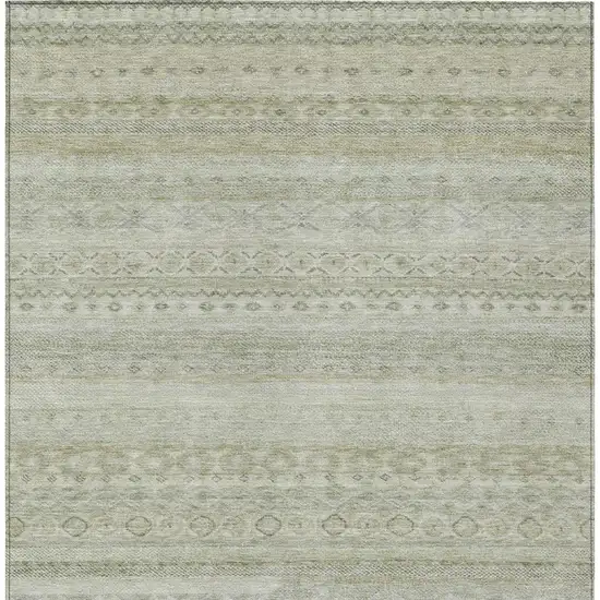 Beige And Brown Striped Washable Indoor Outdoor Area Rug Photo 4