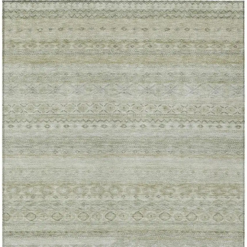Beige And Brown Striped Washable Indoor Outdoor Area Rug Photo 4