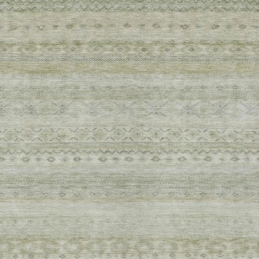 Beige And Brown Striped Washable Indoor Outdoor Area Rug Photo 3