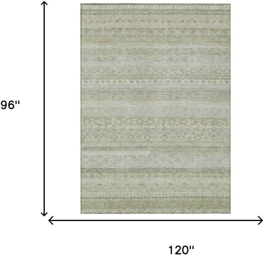 Beige And Brown Striped Washable Indoor Outdoor Area Rug Photo 7