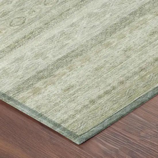 Beige And Brown Striped Washable Indoor Outdoor Area Rug Photo 5