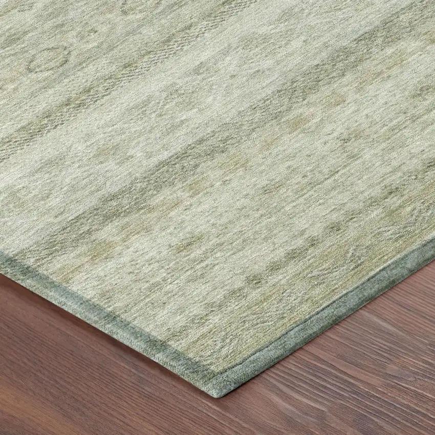 Beige And Brown Striped Washable Indoor Outdoor Area Rug Photo 5