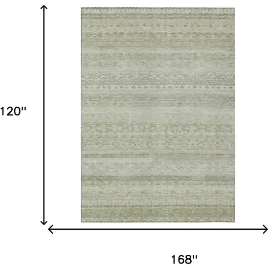 Beige And Brown Striped Washable Indoor Outdoor Area Rug Photo 7