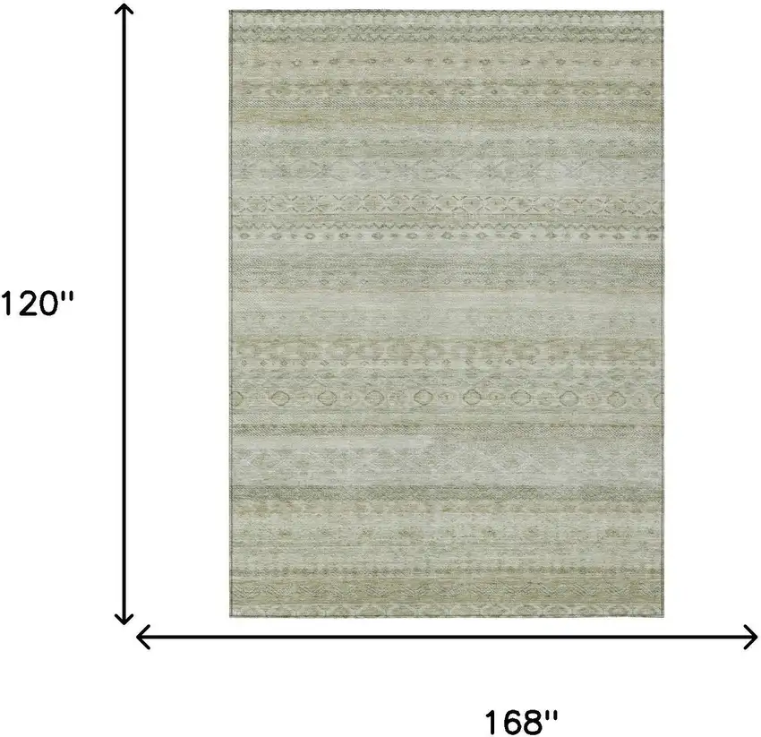 Beige And Brown Striped Washable Indoor Outdoor Area Rug Photo 7