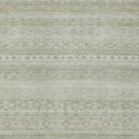 Beige And Brown Striped Washable Indoor Outdoor Area Rug Photo 3
