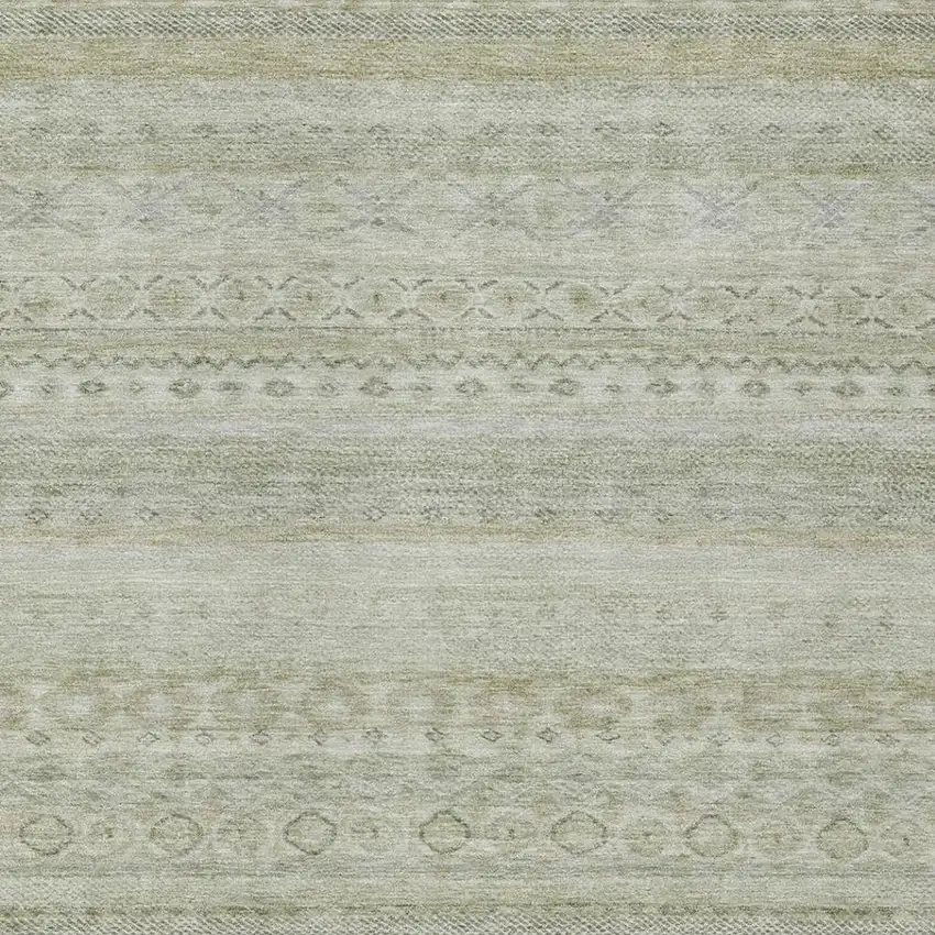 Beige And Brown Striped Washable Indoor Outdoor Area Rug Photo 3