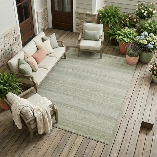 Beige And Brown Striped Washable Indoor Outdoor Area Rug Photo 1