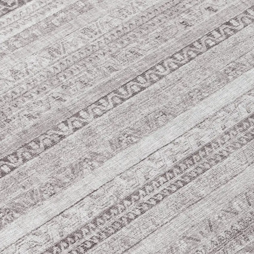 Beige And Brown Striped Washable Indoor Outdoor Area Rug Photo 6