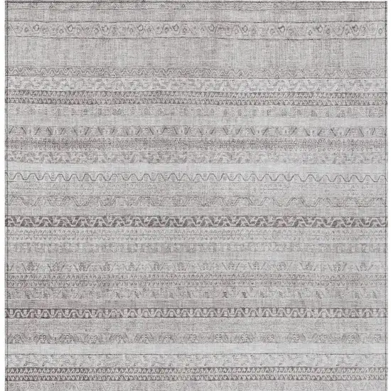 Beige And Brown Striped Washable Indoor Outdoor Area Rug Photo 3