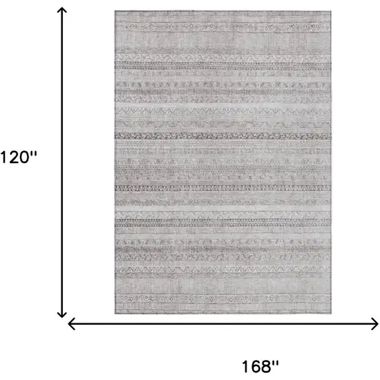 Beige And Brown Striped Washable Indoor Outdoor Area Rug Photo 7