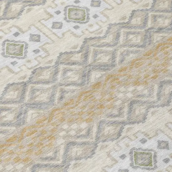 Beige And Brown Striped Washable Indoor Outdoor Area Rug Photo 4