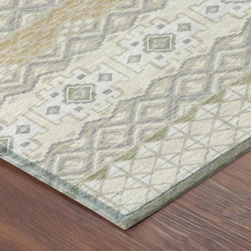 Beige And Brown Striped Washable Indoor Outdoor Area Rug Photo 3