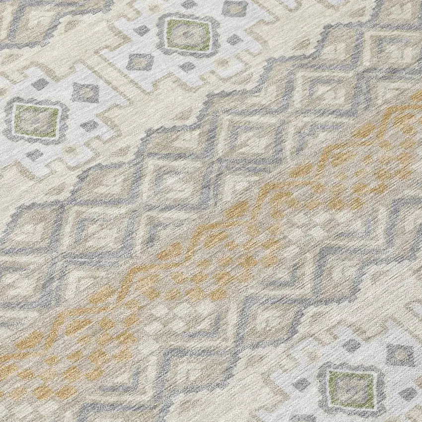Beige And Brown Striped Washable Indoor Outdoor Area Rug Photo 4