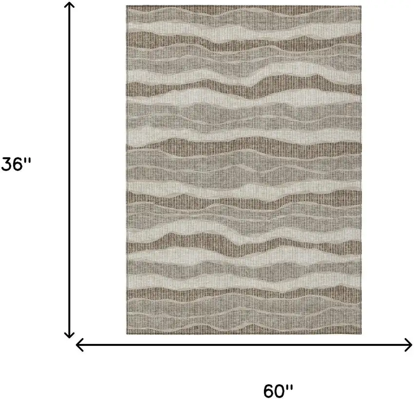 Beige And Brown Striped Washable Indoor Outdoor Area Rug Photo 5