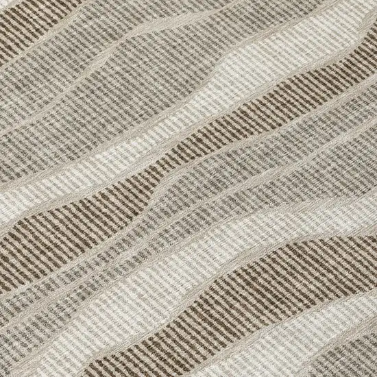 Beige And Brown Striped Washable Indoor Outdoor Area Rug Photo 4