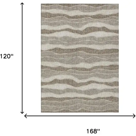 Beige And Brown Striped Washable Indoor Outdoor Area Rug Photo 5