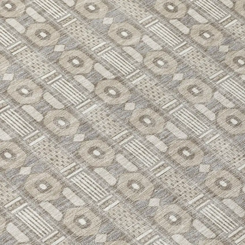 Beige And Brown Striped Washable Indoor Outdoor Area Rug Photo 4