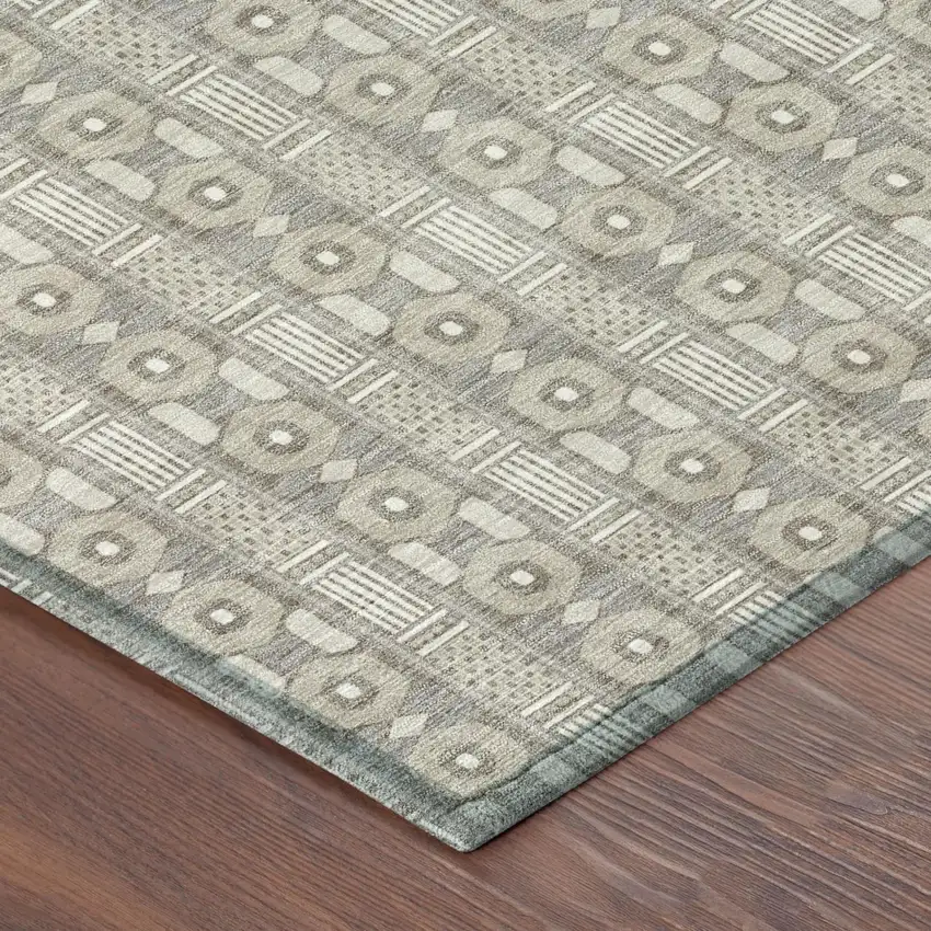 Beige And Brown Striped Washable Indoor Outdoor Area Rug Photo 3