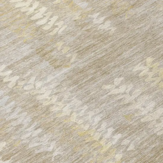 Beige And Brown Striped Washable Indoor Outdoor Area Rug Photo 5