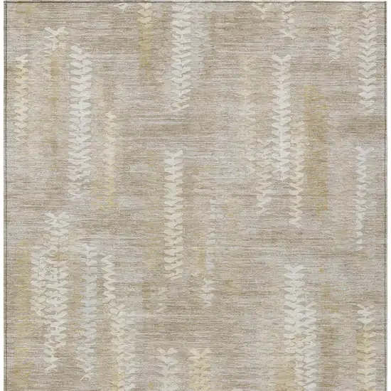Beige And Brown Striped Washable Indoor Outdoor Area Rug Photo 3