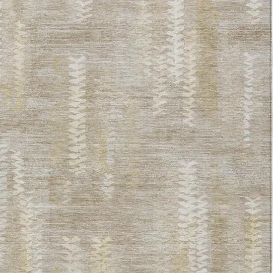 Beige And Brown Striped Washable Indoor Outdoor Area Rug Photo 2