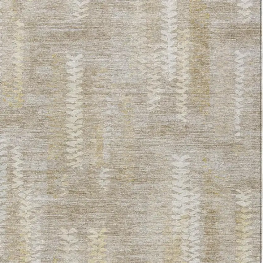 Beige And Brown Striped Washable Indoor Outdoor Area Rug Photo 2