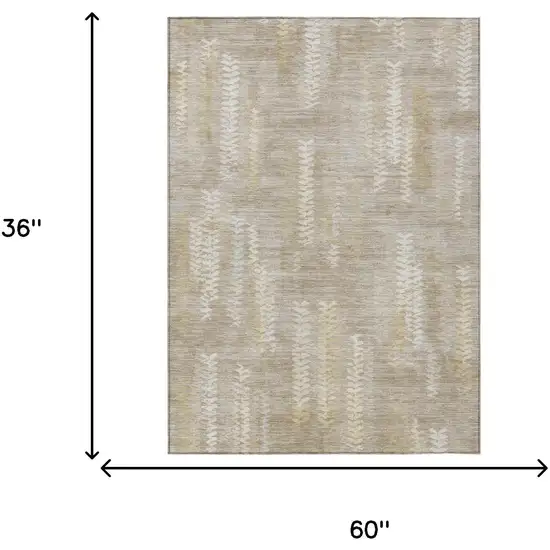 Beige And Brown Striped Washable Indoor Outdoor Area Rug Photo 6
