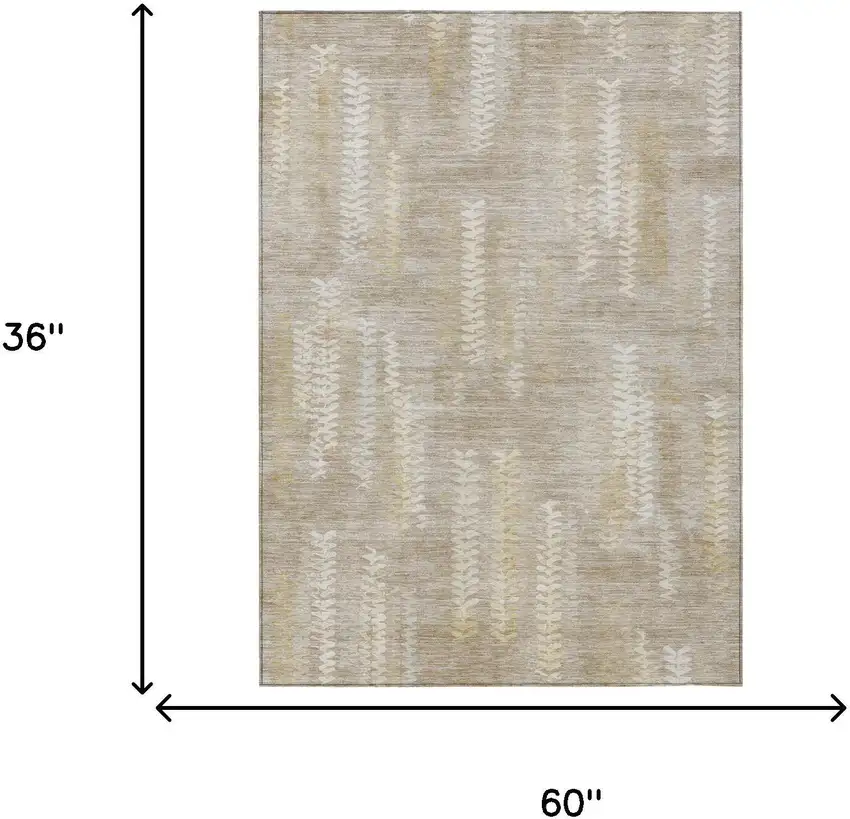 Beige And Brown Striped Washable Indoor Outdoor Area Rug Photo 6