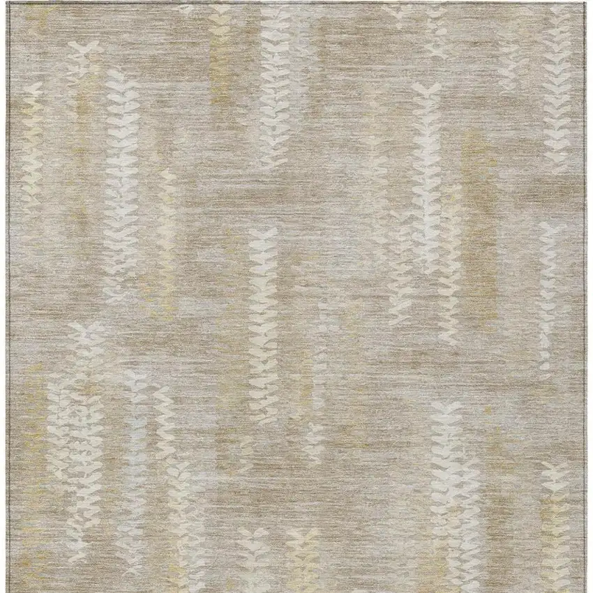 Beige And Brown Striped Washable Indoor Outdoor Area Rug Photo 3