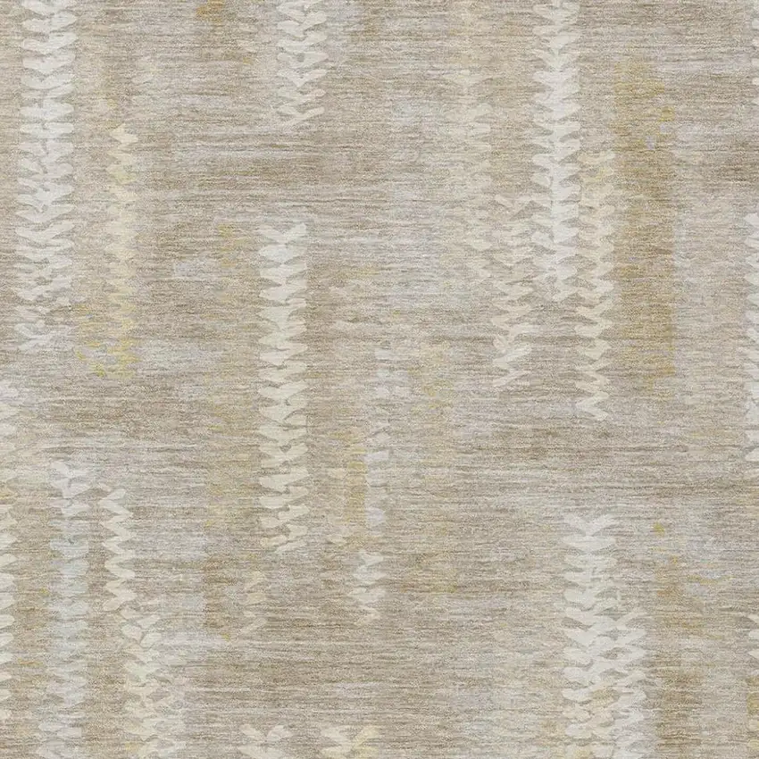 Beige And Brown Striped Washable Indoor Outdoor Area Rug Photo 2