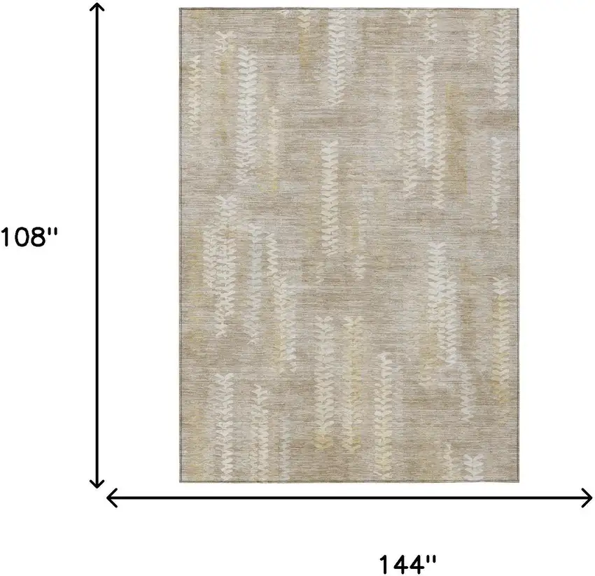 Beige And Brown Striped Washable Indoor Outdoor Area Rug Photo 6
