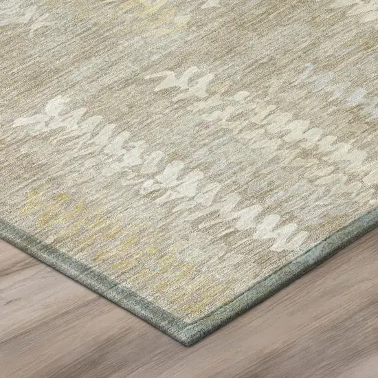 Beige And Brown Striped Washable Indoor Outdoor Area Rug Photo 4