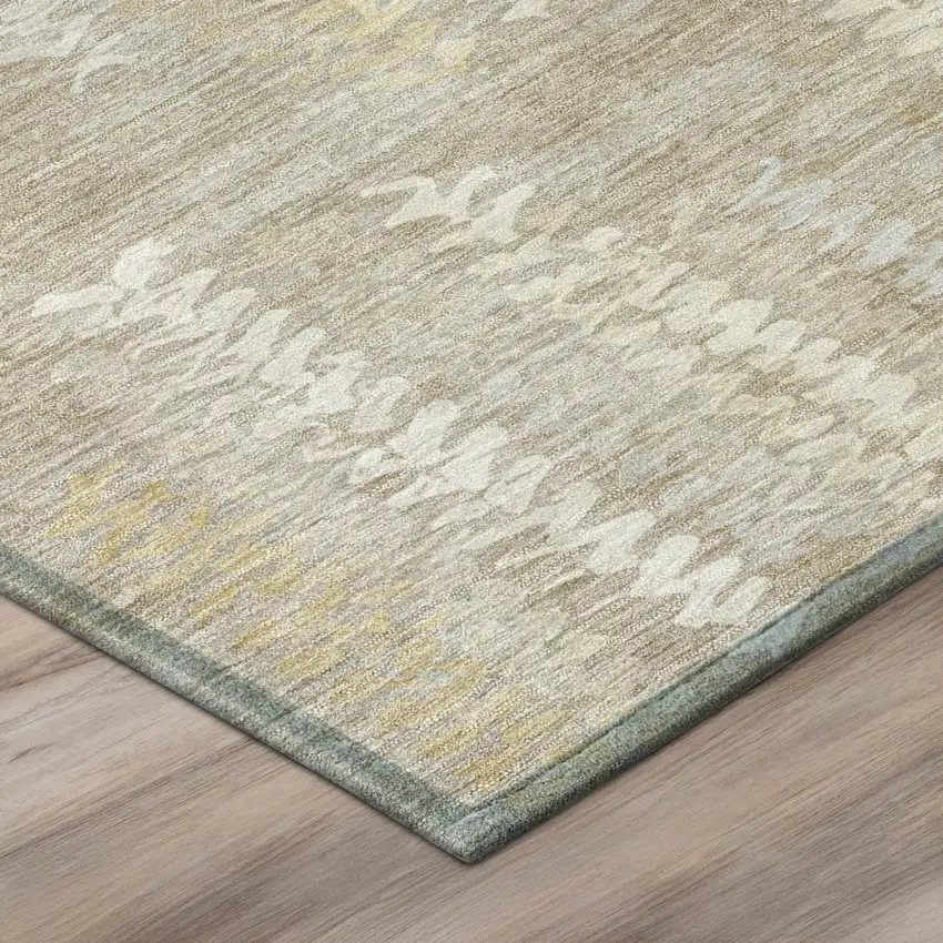 Beige And Brown Striped Washable Indoor Outdoor Area Rug Photo 4
