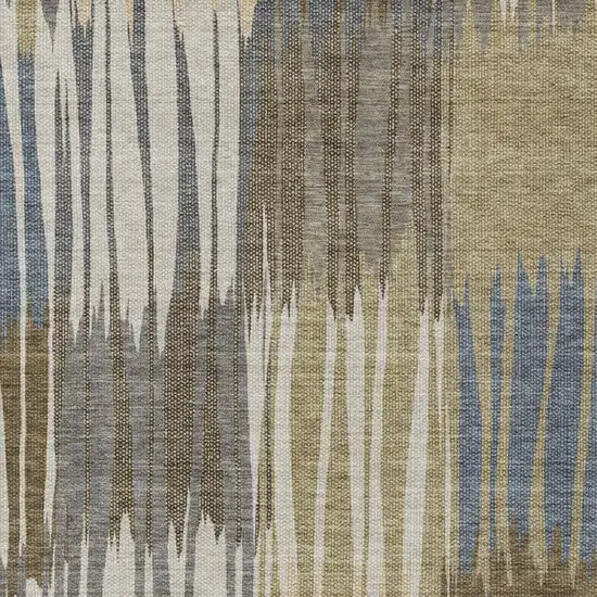 Beige And Brown Striped Washable Indoor Outdoor Area Rug Photo 2