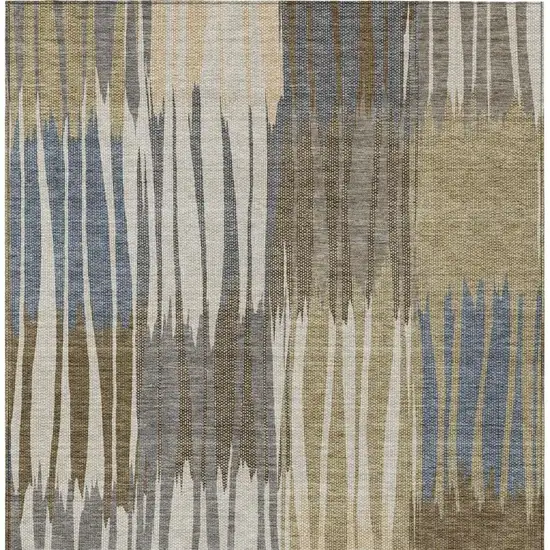 Beige And Brown Striped Washable Indoor Outdoor Area Rug Photo 3