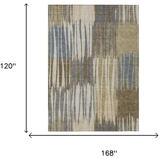 Beige And Brown Striped Washable Indoor Outdoor Area Rug Photo 6